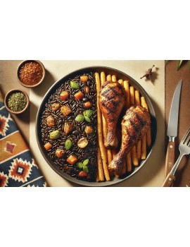 RIZ DJONDJON & GRILLADES (Ailes & pilons de poulet)
