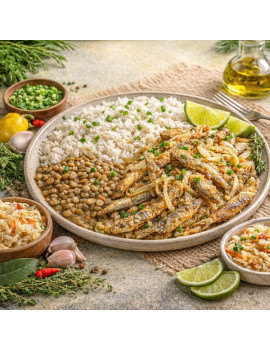 Balaou frit à l’oignon – Riz & lentilles | Kalbass’ Food