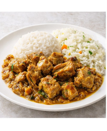 Fricassée de porc au colombo – Riz blanc | Kalbass’ Food