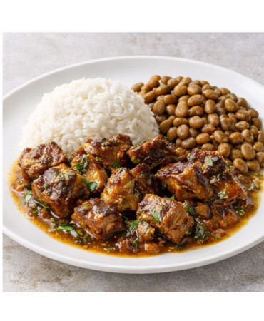 PORC ROUSSI – RIZ & POIS D’ANGOLE