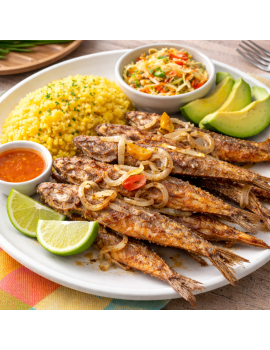 Balaou frit à l’oignon – Riz & lentilles | Kalbass’ Food