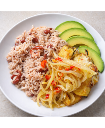 Morue à l’oignon & Jamaican Rice – Plat caribéen | Kalbass’ Food