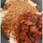 FRICASSÉE DE « CHATROU » (Poulpe)accompagnement  RIZ & LENTILLES OU HARICOTS